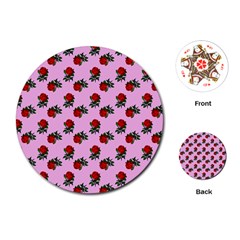 Red Roses Pink Playing Cards (round) by snowwhitegirl