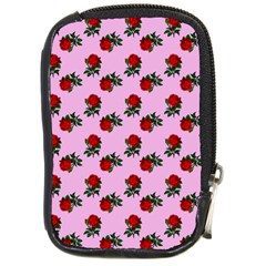 Red Roses Pink Compact Camera Leather Case by snowwhitegirl