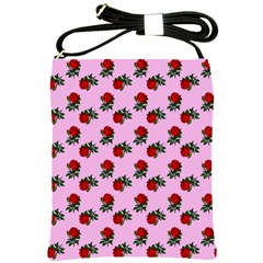 Red Roses Pink Shoulder Sling Bag by snowwhitegirl