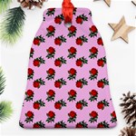 Red Roses Pink Bell Ornament (Two Sides) Front