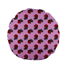 Red Roses Pink Standard 15  Premium Round Cushions by snowwhitegirl