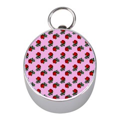 Red Roses Pink Mini Silver Compasses by snowwhitegirl