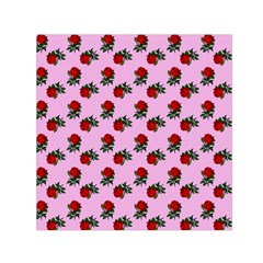 Red Roses Pink Small Satin Scarf (square) by snowwhitegirl