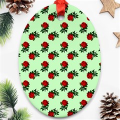 Red Roses Green Ornament (oval) by snowwhitegirl