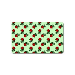 Red Roses Green Magnet (name Card)