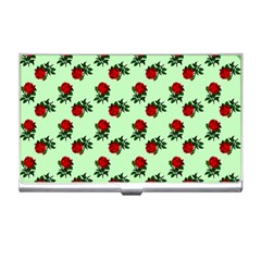 Red Roses Green Business Card Holder by snowwhitegirl