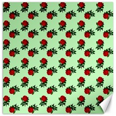 Red Roses Green Canvas 12  X 12  by snowwhitegirl