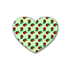 Red Roses Green Rubber Coaster (heart) 