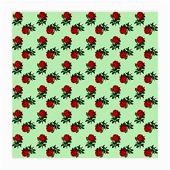 Red Roses Green Medium Glasses Cloth by snowwhitegirl