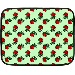 Red Roses Green Fleece Blanket (mini) by snowwhitegirl