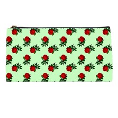 Red Roses Green Pencil Cases by snowwhitegirl