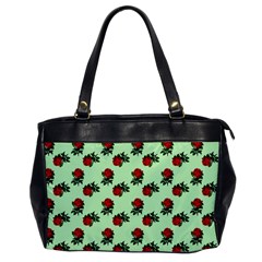 Red Roses Green Oversize Office Handbag by snowwhitegirl