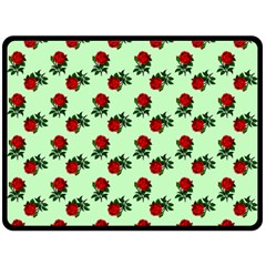 Red Roses Green Fleece Blanket (large)  by snowwhitegirl