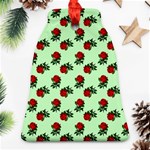 Red Roses Green Bell Ornament (Two Sides) Front