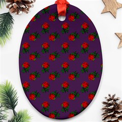 Red Roses Purple Ornament (oval) by snowwhitegirl