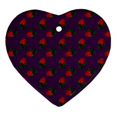 Red Roses Purple Ornament (heart) by snowwhitegirl