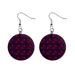 Red Roses Purple Mini Button Earrings by snowwhitegirl