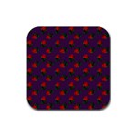 Red Roses Purple Rubber Coaster (Square)  Front