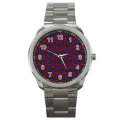 Red Roses Purple Sport Metal Watch by snowwhitegirl