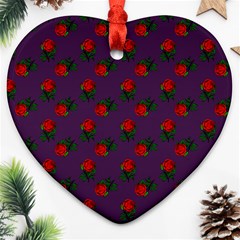 Red Roses Purple Heart Ornament (two Sides) by snowwhitegirl