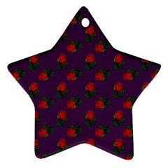 Red Roses Purple Star Ornament (two Sides) by snowwhitegirl