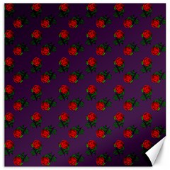 Red Roses Purple Canvas 12  X 12  by snowwhitegirl