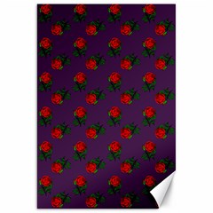 Red Roses Purple Canvas 20  X 30  by snowwhitegirl