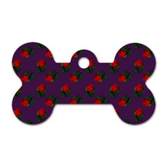 Red Roses Purple Dog Tag Bone (one Side) by snowwhitegirl