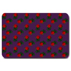 Red Roses Purple Large Doormat  by snowwhitegirl