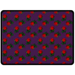 Red Roses Purple Fleece Blanket (large) 