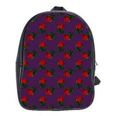 Red Roses Purple School Bag (xl) by snowwhitegirl