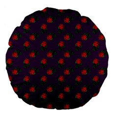 Red Roses Purple Large 18  Premium Flano Round Cushions by snowwhitegirl