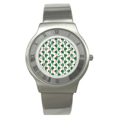 Flamingo Leaf Patttern Stainless Steel Watch by snowwhitegirl