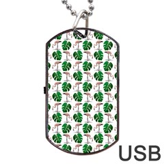 Flamingo Leaf Patttern Dog Tag Usb Flash (two Sides) by snowwhitegirl