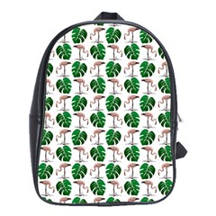 Flamingo Leaf Patttern School Bag (xl) by snowwhitegirl