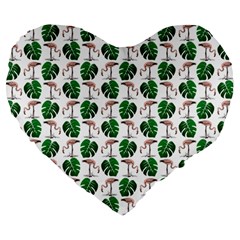 Flamingo Leaf Patttern Large 19  Premium Heart Shape Cushions by snowwhitegirl