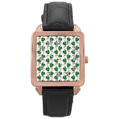 Flamingo Leaf Patttern Rose Gold Leather Watch  by snowwhitegirl