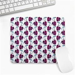 Flamingo Leaf Patttern Blue Large Mousepads by snowwhitegirl