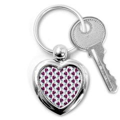 Flamingo Leaf Patttern Blue Key Chains (heart)  by snowwhitegirl