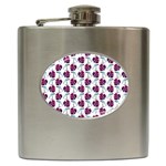 Flamingo Leaf Patttern Blue Hip Flask (6 oz) Front