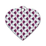 Flamingo Leaf Patttern Blue Dog Tag Heart (Two Sides) Front