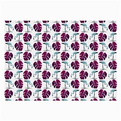 Flamingo Leaf Patttern Blue Large Glasses Cloth (2-side) by snowwhitegirl