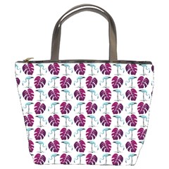 Flamingo Leaf Patttern Blue Bucket Bag by snowwhitegirl