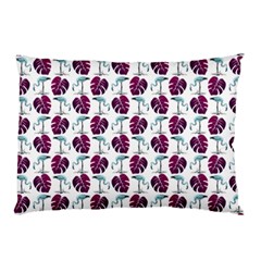 Flamingo Leaf Patttern Blue Pillow Case by snowwhitegirl