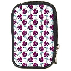 Flamingo Leaf Patttern Blue Compact Camera Leather Case by snowwhitegirl