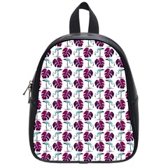 Flamingo Leaf Patttern Blue School Bag (small) by snowwhitegirl