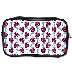 Flamingo Leaf Patttern Blue Toiletries Bag (two Sides) by snowwhitegirl