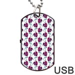 Flamingo Leaf Patttern Blue Dog Tag USB Flash (Two Sides) Back