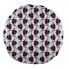 Flamingo Leaf Patttern Blue Large 18  Premium Round Cushions by snowwhitegirl