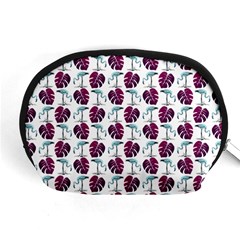 Flamingo Leaf Patttern Blue Accessory Pouch (medium) by snowwhitegirl